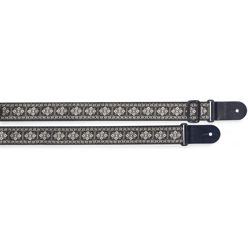 Gitarrengurt mit Kreuz-Muster SWO-CRO WHT weiss-schwarz