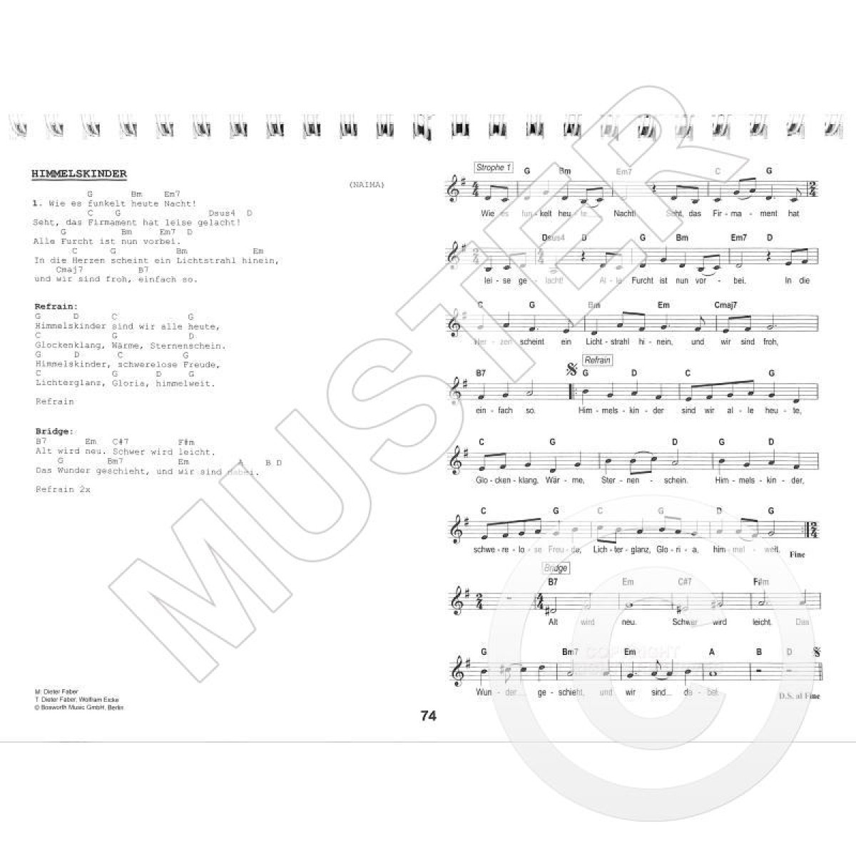 Das Weihnachts-Ding mit Noten, Rückseite, Verlag Musikverlag Dux - Muster