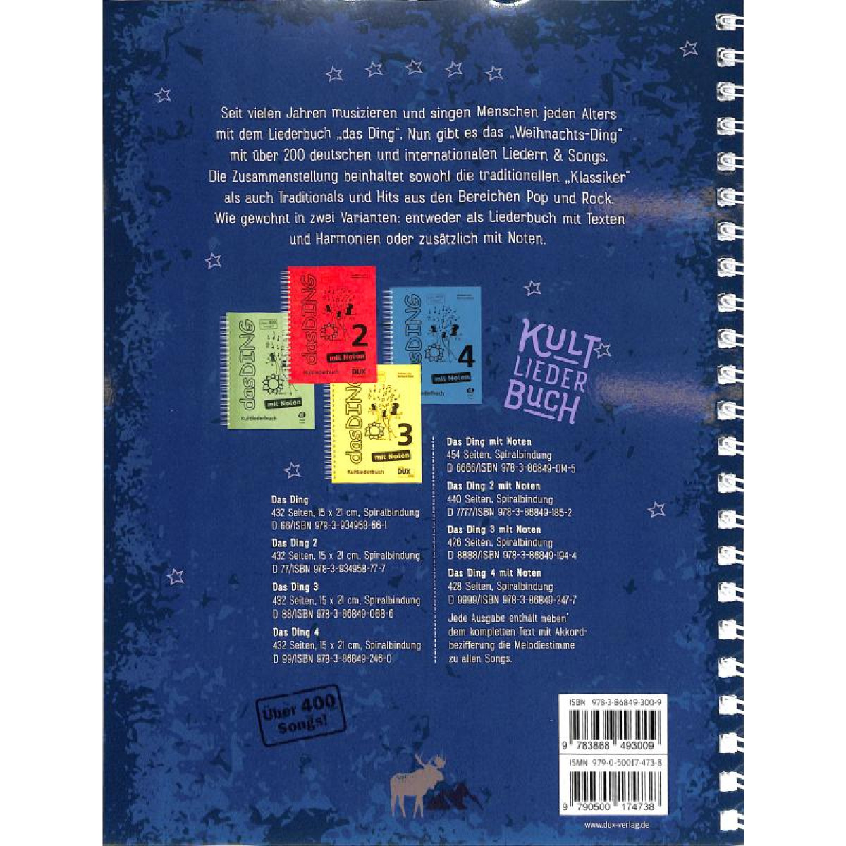 Das Weihnachts-Ding mit Noten, Rückseite, Verlag Musikverlag Dux