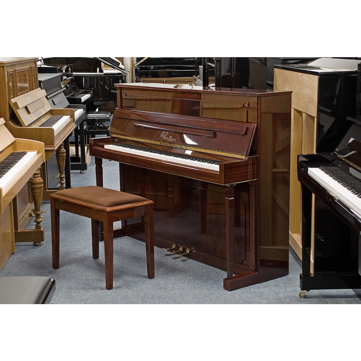 Schimmel Klavier gebraucht, 113 cm, Baujahr 1982, Mahagoni