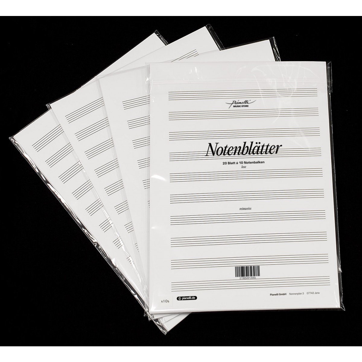 Pianelli Notenblätter mit Notenzeilen, lose, Satz á 20 Blatt