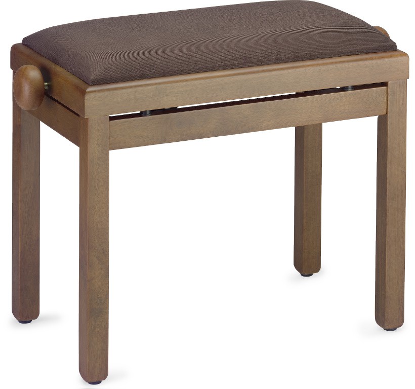 Klavierbank, Klavierhocker Nussbaum matt mit braunem Stoffpolster ...