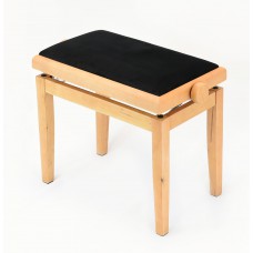 Klavierbank Ahorn matt, höhenverstellbar, mit schwarzem Stoffbezug