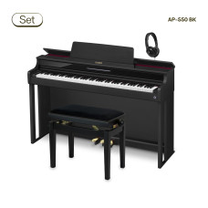 Casio Celviano AP-550 BK - schwarz - im Set mit farblich passender Klavierbank und Stereokopfhörern - Ansicht: Set