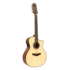 Able Serie 600, cutaway Grand Auditorium elektrisch-akustische mit massiver Fichtendecke, 12 saiter