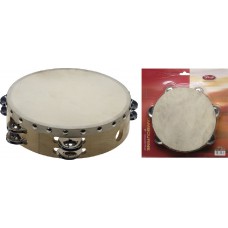 8" vorgestimmtes Holz-Tambourin 2 x 6 Schellenreihen