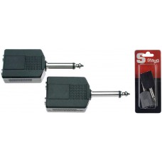 Ein-stück adapter - 2 x stereoklinke / 1  monoklinke im blister (2 Stück)