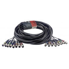 Multicorekabel - 8 x f. XLR / 8 x m. XLR - 15 m - schwarz