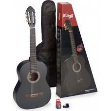 Gitarren Set 4/4 schwarz matt, Stagg, inkl. Tasche u. Stimmgerät