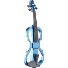 4/4 Silent Violin Set mit Blau Metallic Violine, Softcase und Kopfhörer