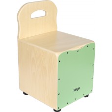 Kinder-Cajon mit Rückenlehne, Frontplatte grün