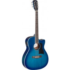 Akustikgitarre mit massiver Fichtendecke in blau mit Tonabnehmer