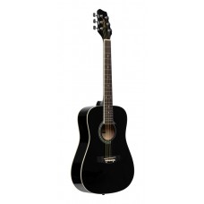 3/4 Schwarz Dreadnought Akustikgitarre mit Decke aus Lindenholz