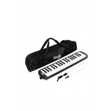 Schwarz, Kunststoff, Melodica mit 37 Tasten und schwarzer Tasche