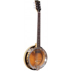 Deluxe Banjitar, 6-Saiter Gitarrenhals mit Banjokorpus, mit Glockenbronze-Tonring und Tonabnehmer