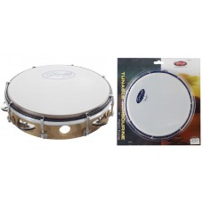 8" stimmbares Kunststoff Tambourin, Holzfarben, 1 Schellenreihe
