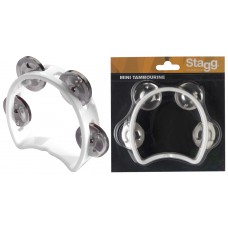 Mini-Tambourine mit 4 Schellen, weiss