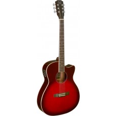 Auditorium Akustikgitarre mit massiver Fichtendecke in Redburst mit Tonabnehmer