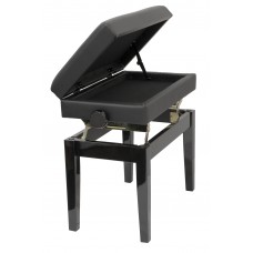 Klavierbank mit Notenfach, stabil, schwarz, höhenverstellbar, Pianobank