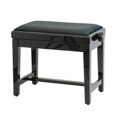 Klavierbank schwarz Hochglanz mit schwarzem Velourspolster