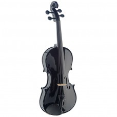 4/4 vollmassive Violine, Geige, schwarz mit Bogen und Koffer