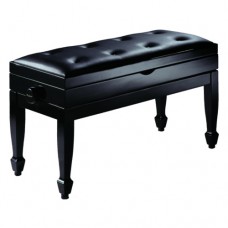 Klavierbank original Burghardt B88 mit Notenfach, schwarz poliert, Leder