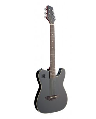 E-Folkgitarre, Solidbody m. Cutaway, schwarz