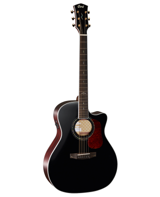 CORT Westerngitarre GOLD A8 in Black Gloss Top Natur Korpus mit Preamp und Tasche