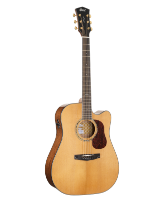 CORT Westerngitarre GOLD DC6 in Natur mit Preamp und Softcase