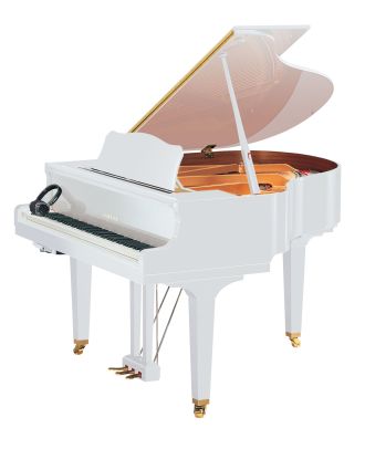 Yamaha GB1 SC3 Silent Flügel in weiss, Ansicht: schräg frontal mit Kopfhörer