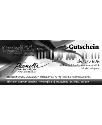 25 EUR Pianelli Gutschein für Musikinstrumente und Zubehör, Gitarre, Piano...