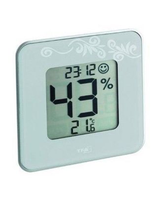 Digital-Hygrometer /Thermometer weiss, mit MIN/MAX-Wertspeicher, 105 x 105 mm