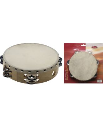 8" vorgestimmtes Holz-Tambourin 2 x 6 Schellenreihen