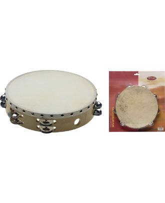 10" vorgestimmtes Holz-Tambourin 2 Schellenreihen
