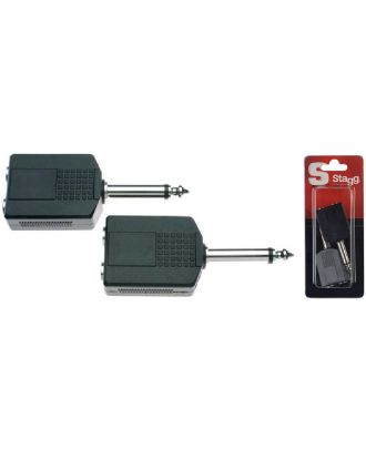Ein-stück adapter - 2 x stereoklinke / 1 monoklinke im blister (2 Stück)