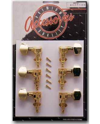 3+3 Mechanik für E-Gitarre gold, eckige Flügel