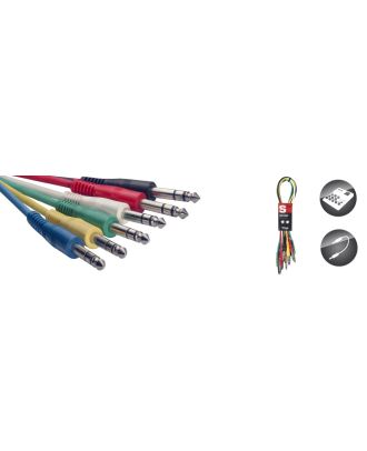 6 x 1/4" Stereo patchkabels, klinke/klinke, 60 cm