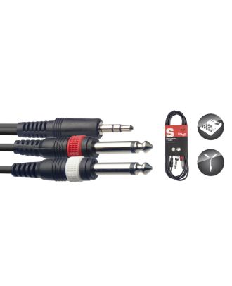 Y-kabel - mini-stereoklinke/2 x Klinke - 3m