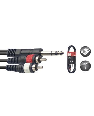 Y-kabel - stereoklinke/2 x m. Cinch - 3 m - schwarz