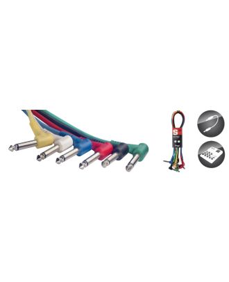 6 x Mono Patchkabel mit Winkelklinke, 15 cm