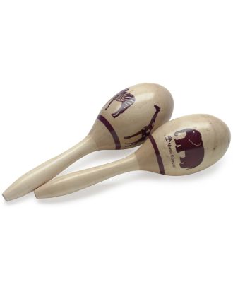 ein Paar ovale Maracas, afrikanische Motive