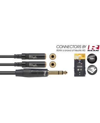 N-Serie Y-Adapter Kabel - Stereo Phono Stecker / 2x Mini Stereo Buchse