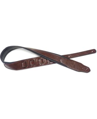 Gitarrengurt, braun, Lederimitat, dreieckiges Ende