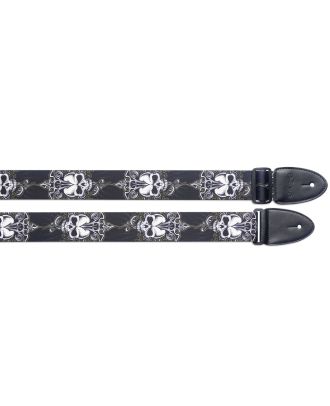 Gitarrengurt aus Terylene mit "Black Skull" Motiv