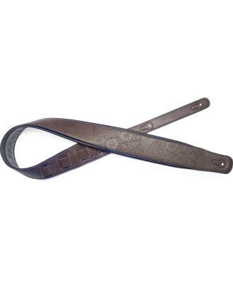 Gitarrengurt mexikanischer Totenkopf, dunkelbraun