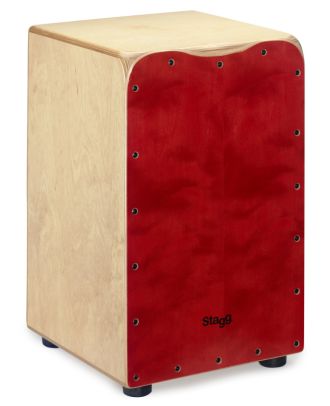 Cajon aus Birke mit Tasche, rote Frontplatte