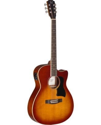 Auditorium Akustikgitarre mit massiver Fichtendecke in Dark Cherryburst, mit TA