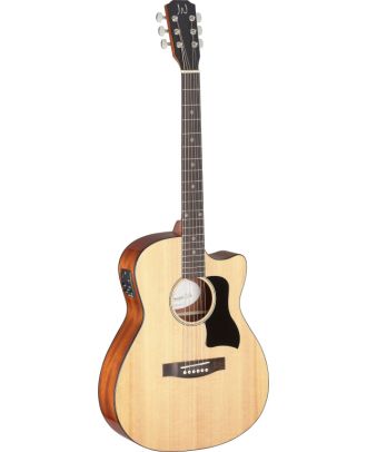 Auditorium Akustikgitarre mit massiver Fichtendecke in Natur, Tonabnehmer