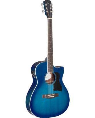 Akustikgitarre mit massiver Fichtendecke in blau mit Tonabnehmer