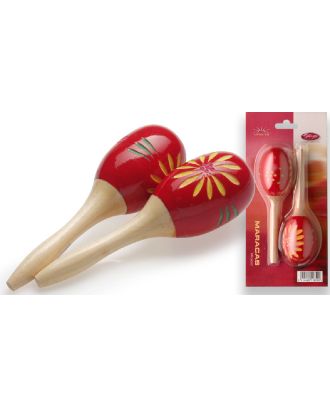 Holz Maracas (Paar), oval, rot, 16 cm